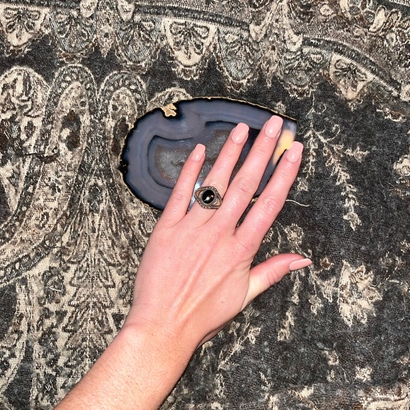 Sterling Silver Onyx 925 Size 7 ring - Picture 12 of 15